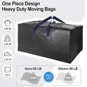 NEW-Extra Large Waterproof Moving* Storage* Mailing* Tote BLACK